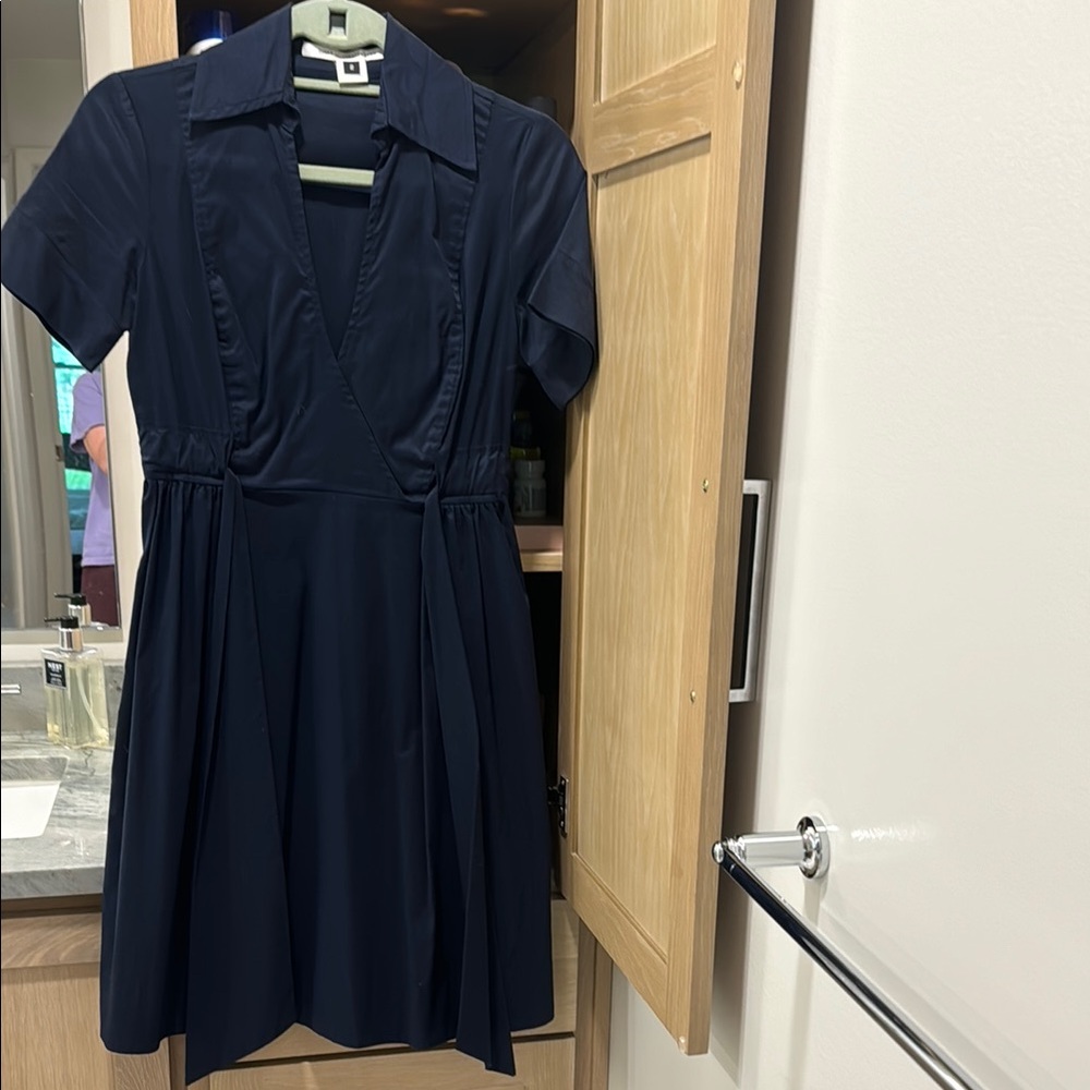 Diane Von Furstenberg Blue Tie Front Mini Sundress